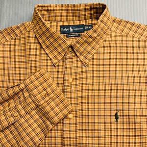 Gold Tan Plaid RALPH LAUREN POLO Shirt L/S sz XXL